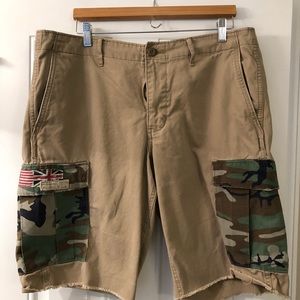 Ralph Lauren Denim and supply camo, khaki shorts